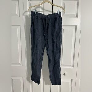 Enza Costa Women’s Linen Navy Drawstring Casual Pants - 0